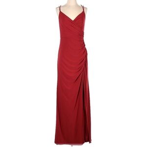 Adrianna Papell Jersey Gown Red Cardinal Full Length Formal Dress Slit Lined - 6